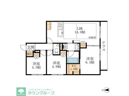HEBEL MAISON 徳川園(3LDK/1階)の間取り写真