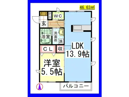 AF メゾンフォンテーヌ(1LDK/2階)の間取り写真