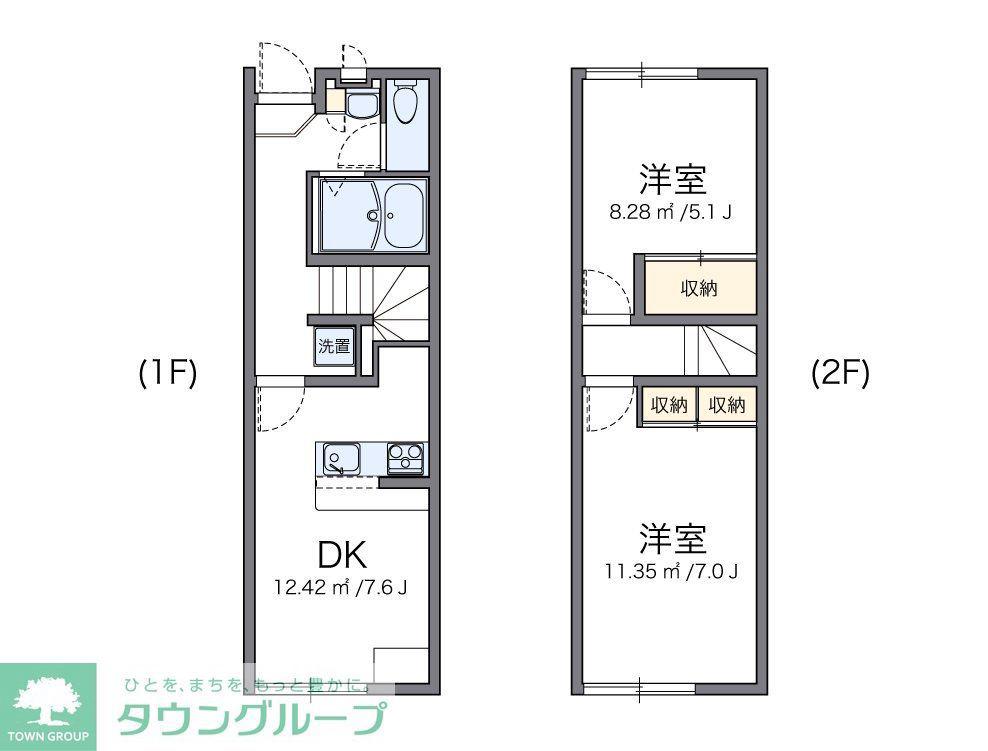 レオパレスピアチェーレ(2DK/2階)の間取り写真