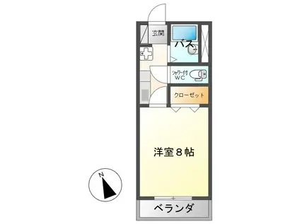 ジュリアス踏入A(1K/2階)の間取り写真