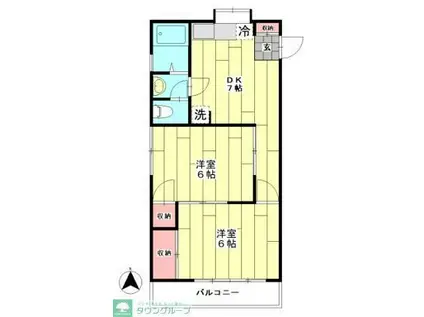 ネオハイムイトウ(2DK/1階)の間取り写真