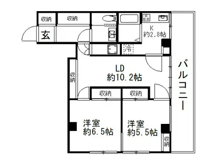 イズミビル(2LDK/5階)の間取り写真