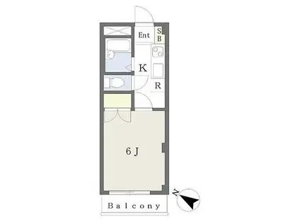 クロノス霞が関サウス(1K/2階)の間取り写真