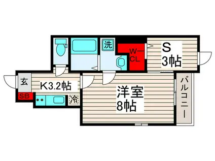 ハレレア59(1SK/1階)の間取り写真