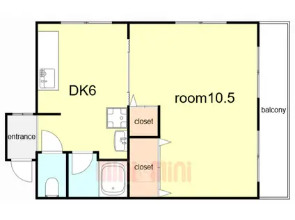 東山パビヨン(1DK/4階)の間取り写真