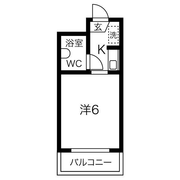ベルシティ台原(1K/1階)の間取り写真