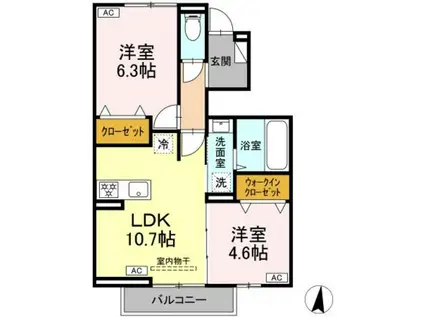 D-ROOM石神井台4丁目PJ A棟(2LDK/1階)の間取り写真