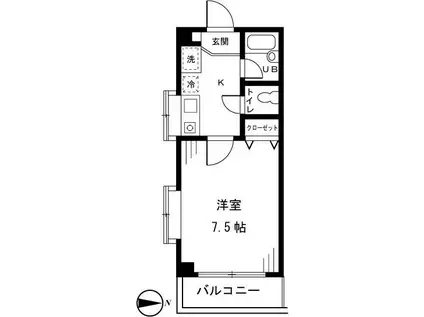西武新宿線 都立家政駅 徒歩7分 2階建 築28年(1K/2階)の間取り写真
