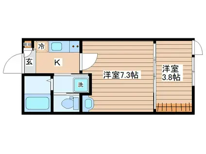 ジャスティス(2K/1階)の間取り写真