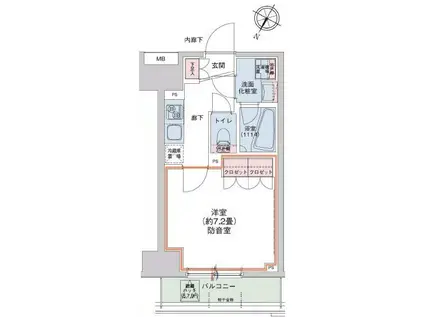 HTアジール芝浦(1K/3階)の間取り写真