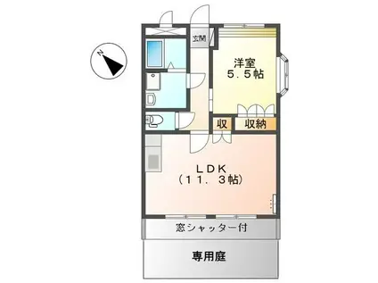 ロイヤルガーデンKII(1LDK/1階)の間取り写真