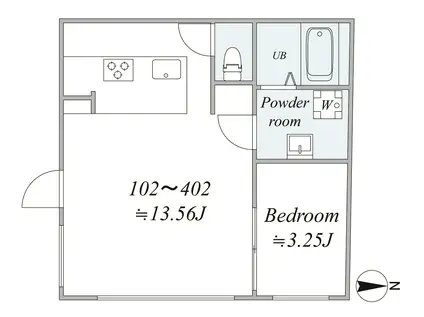 TRIAS315(1LDK/4階)の間取り写真