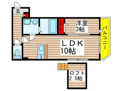 ブルーリッジII(1LDK/3階)の間取り写真