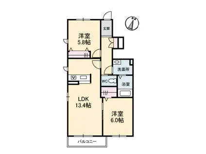 シャ一メゾン ハナミズキ B棟(2LDK/1階)の間取り写真
