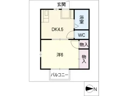 パール白羽根(1DK/2階)の間取り写真