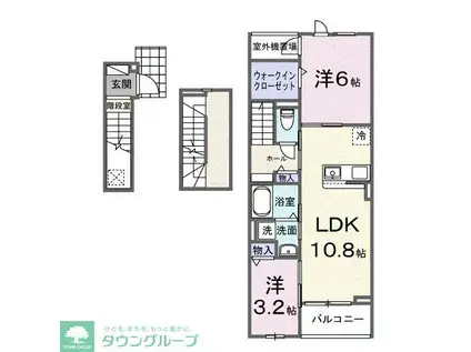 ピースフルIII(2LDK/3階)の間取り写真