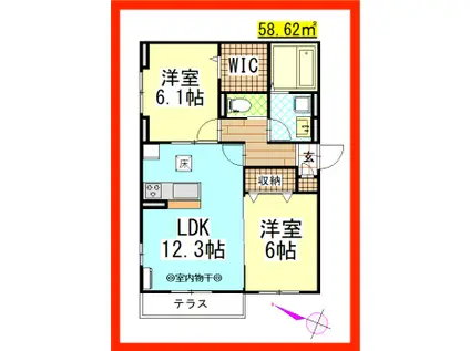 DL セッテ(2LDK/1階)の間取り写真