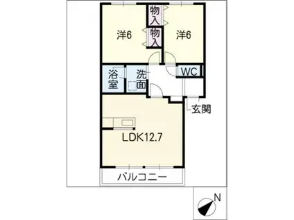 ハイツ神谷(2LDK/2階)の間取り写真