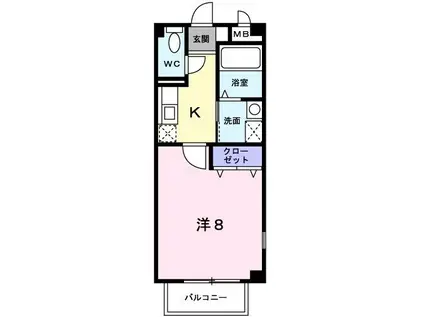 GRAND VIEW2(1K/2階)の間取り写真