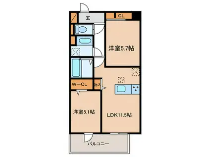 イルフォンターナ大田町(2LDK/2階)の間取り写真