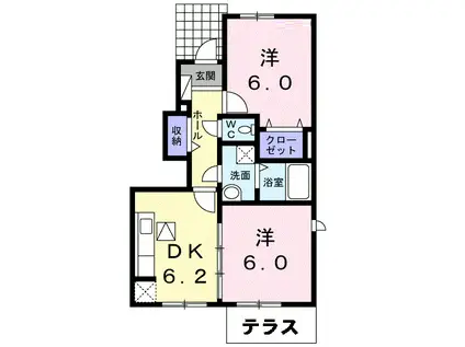 フレッシュリーレジデンスA(2DK/1階)の間取り写真