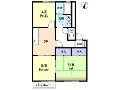 フレグランスPEAR(3DK/2階)の間取り写真