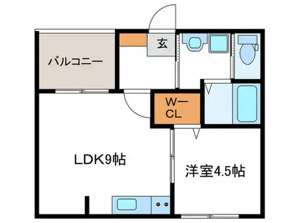 ボヌール太秦(1LDK/2階)の間取り写真