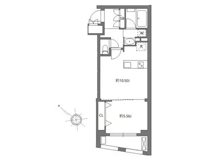 フラッフィー日本橋浜町(1LDK/3階)の間取り写真