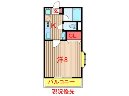 ファミール新木戸(1K/3階)の間取り写真