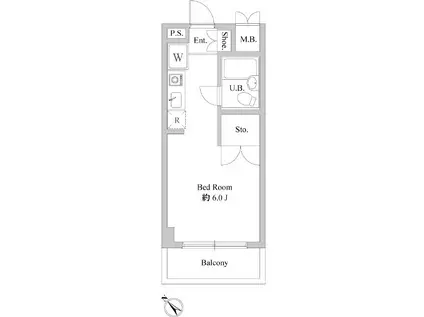 ワールドハウスA(ワンルーム/3階)の間取り写真