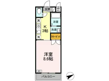 ピンフィール一番館(1K/2階)の間取り写真