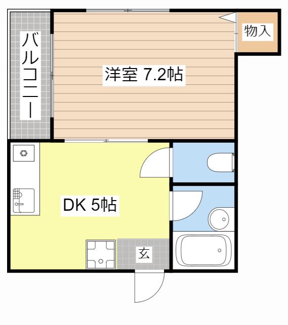 ヴィラ・十里(1DK/2階)の間取り写真