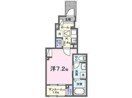 カーサ フェリーチェ(1K/1階)の間取り写真