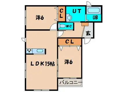 メープルコートII(2LDK/1階)の間取り写真