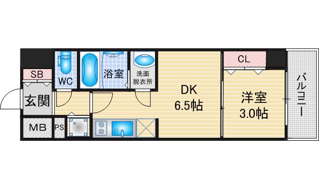 CREST TAPP名古屋山王(1DK/14階)の間取り写真