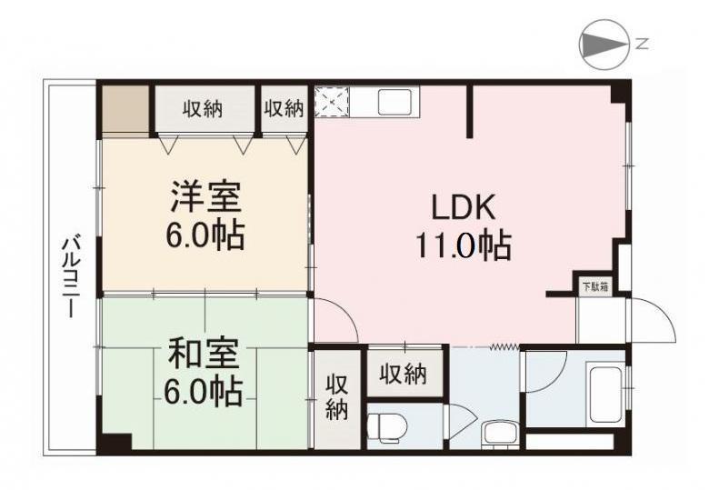 中村第一ビル(2LDK/2階)の間取り写真