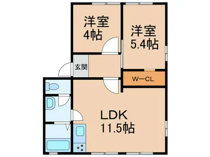 ラ・サルデーヌ(2LDK/1階)の間取り写真