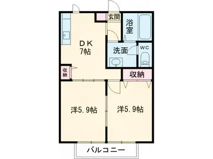 ドルフミズホ(2DK/1階)の間取り写真