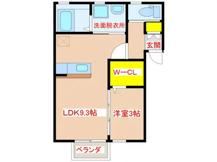 ソレアードII(1LDK/1階)の間取り写真