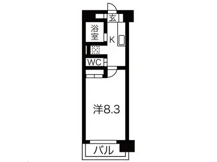 スターリット上杉(1K/3階)の間取り写真