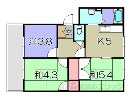 リバティーハイツ(3DK/1階)の間取り写真