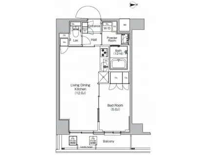 プラウドフラット外神田(1LDK/10階)の間取り写真