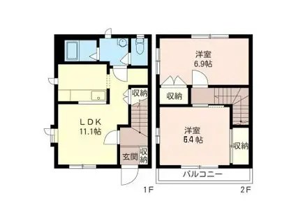 イーストサイド(2LDK/1階)の間取り写真