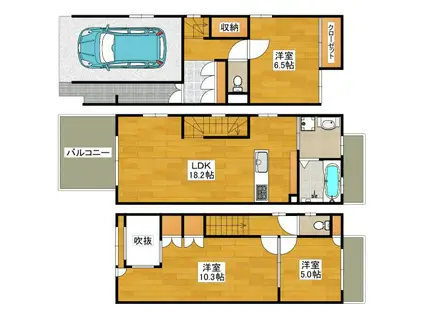 SAKS ESAKA(3LDK/1階)の間取り写真