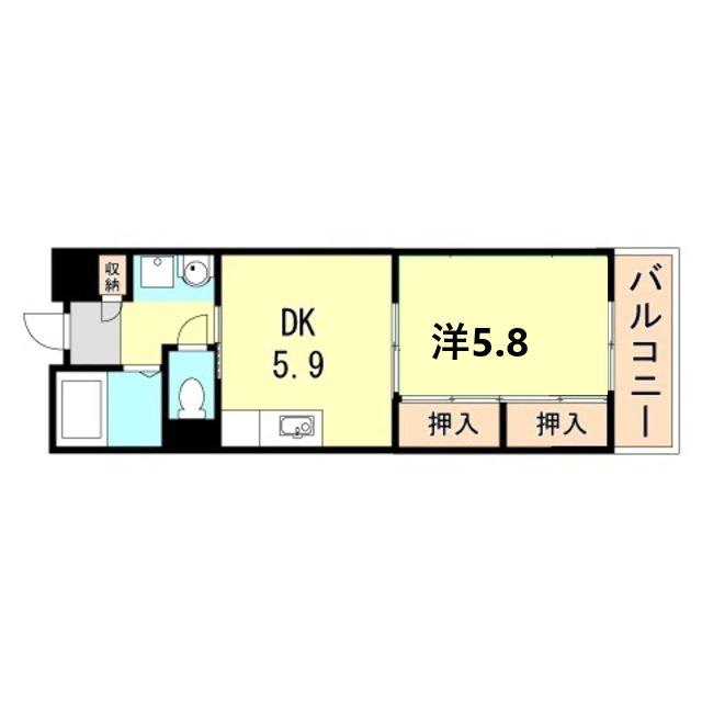 フェニーチェ・II(1DK/6階)の間取り写真