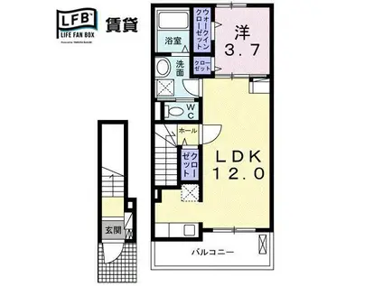 ピュアレジデンスK A(1LDK/2階)の間取り写真