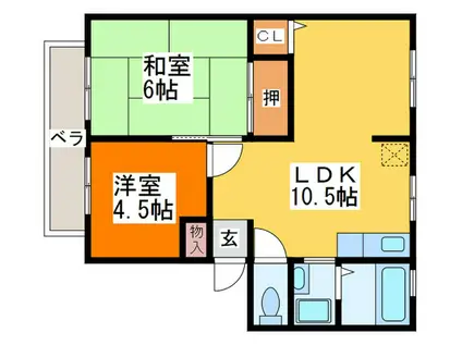 サンビレッジ森彦B棟(2LDK/2階)の間取り写真