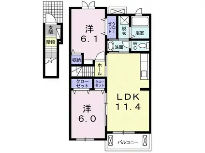 アルバーダ(2LDK/2階)の間取り写真