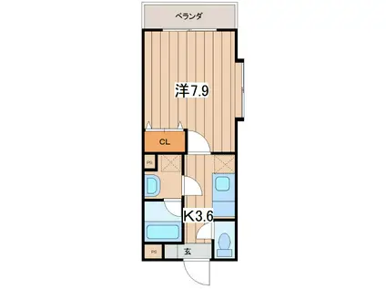 プレアマールIII(1K/4階)の間取り写真