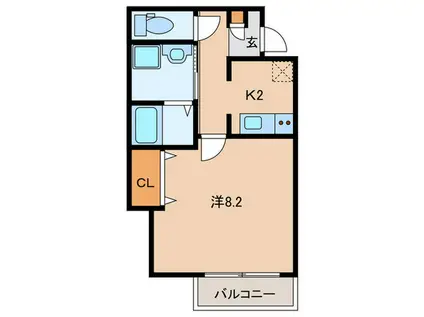アヴェニール石橋III(1K/2階)の間取り写真